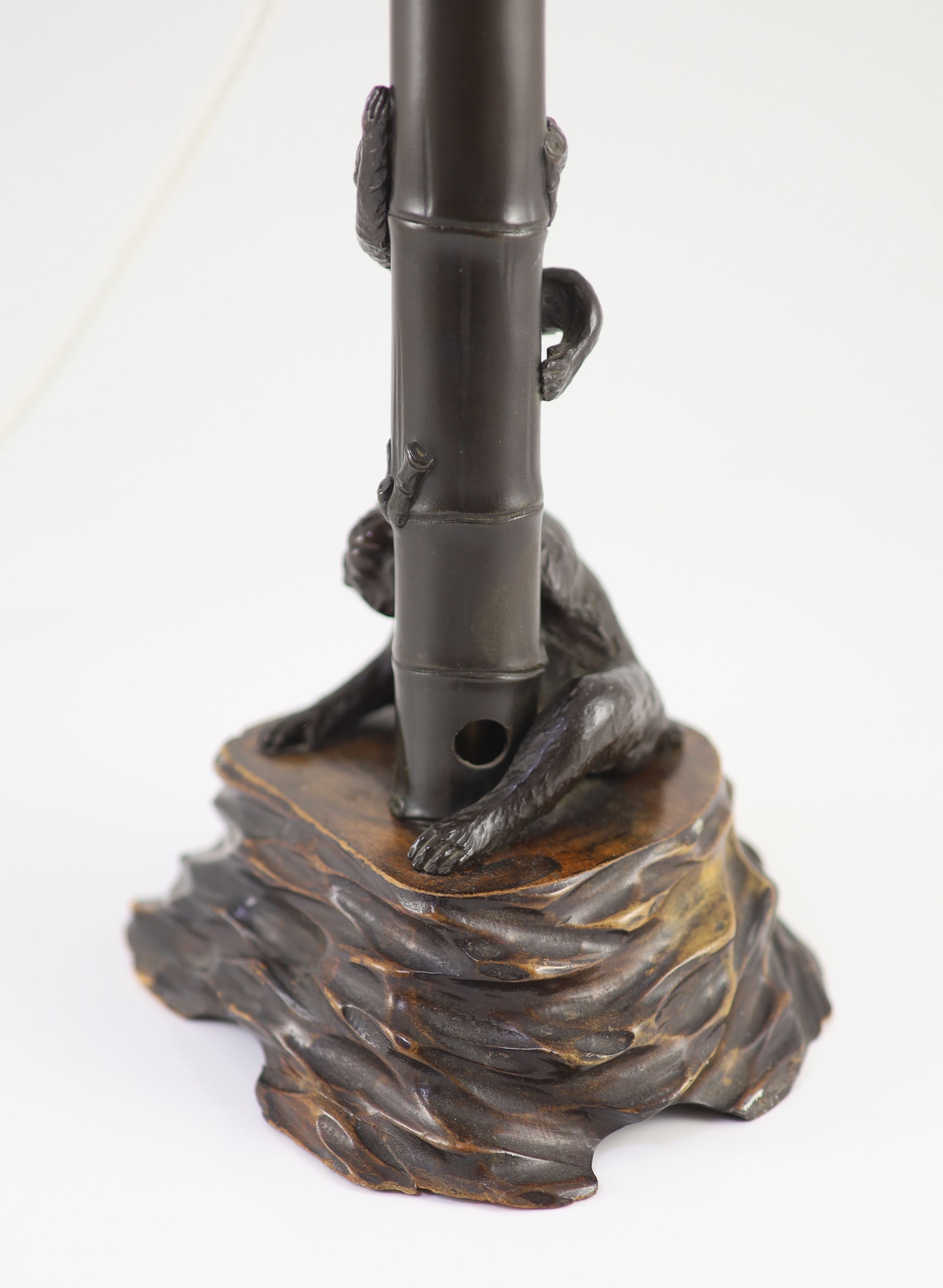 A Japanese bronze lamp, Meiji period, 37cm high
